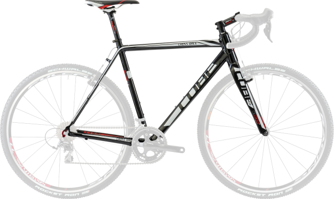 Рама велосипеда Cube Cross Race (Cyclocross), с комплектом (подседельный штырь, седло, вынос, вилка), чёрно-бело-красная