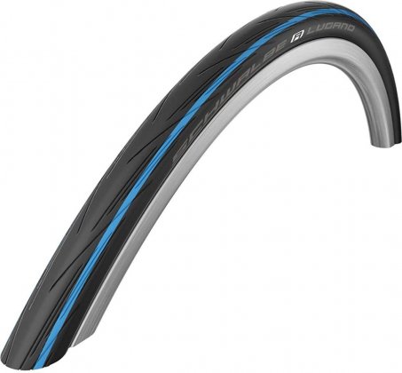 Покрышка Schwalbe Lugano 700x23C (23-622), Wired, Puncture, Active, с синей полосой Blue