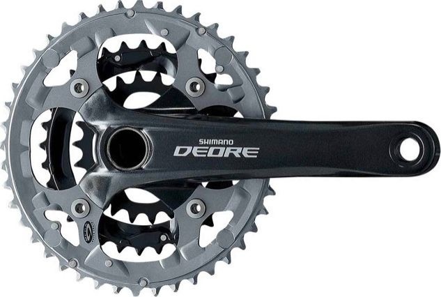 Система с интегрированным валом Shimano Deore FC-M591, длина шатунов 175 мм, набор звёзд 44-32-22T, без защиты цепи, чёрная