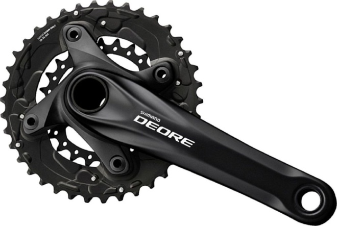 Система с интегрированным валом Shimano Deore FC-M615, длина шатунов 170 мм, набор звёзд 40-28T, чёрная