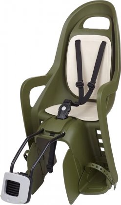 Детское велокресло на подседельную трубу Polisport Groovy FF - Child Bike Seat for Frames, тёмно-зелёное Dark Green/Cream