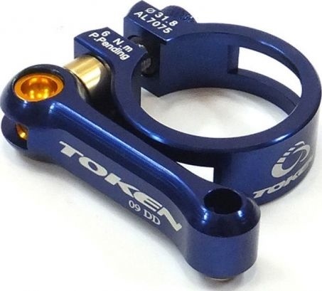 Хомут для подседельного штыря Token Pyro MTB Seatpost Quick Release Clamp, диаметр 31.8 мм, синий