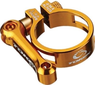 Хомут для подседельного штыря Token Pyro MTB Seatpost Quick Release Clamp, диаметр 34.9 мм, золотистый Gold