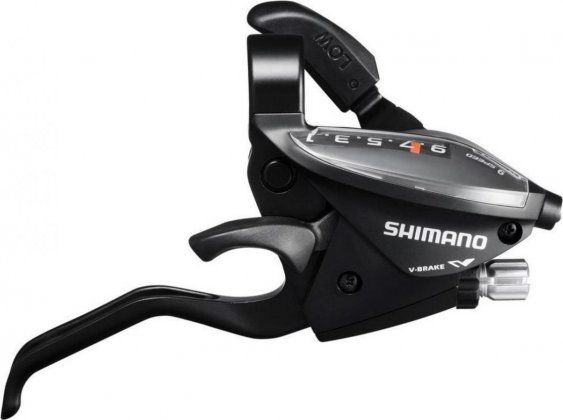 Манетка правая с тормозной ручкой Shimano ST-EF510-9R2A, 9 скоростей, под 2 пальца, с тросом, чёрная Black