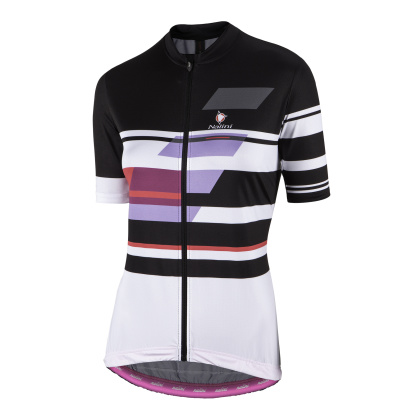 Джерси женское с короткими рукавами Nalini Dolomiti Lady Jersey, бело-чёрное с сиреневыми элементами 4008