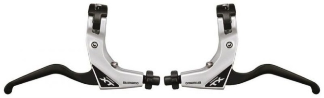 Комплект тормозных ручек под V-Brake Shimano Deore XT BL-T780-B, с тросами и оплётками, серебристый