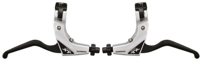 Комплект тормозных ручек под V-Brake Shimano Deore XT BL-T780-B, с тросами и оплётками, серебристый