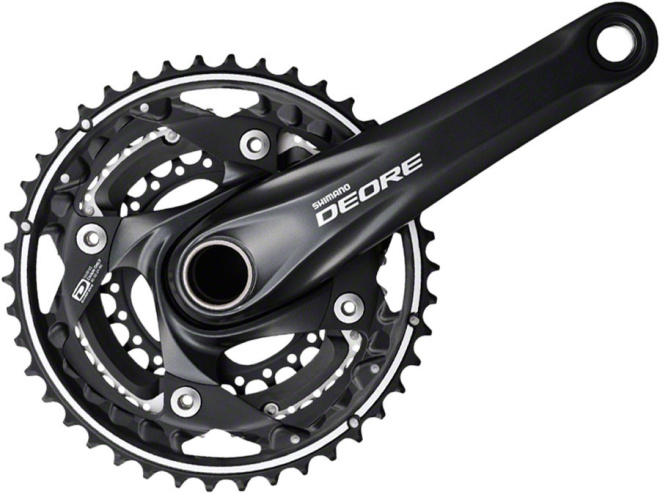 Система с интегрированным валом Shimano Deore FC-M610, длина шатунов 175 мм, набор звёзд 42-32-24T, чёрная