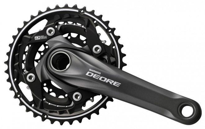 Система с интегрированным валом Shimano Deore FC-M612, длина шатунов 175 мм, набор звёзд 40-30-22T, чёрная