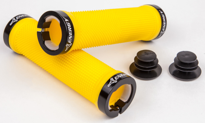 Грипсы Energy Bike Design GR200, жёлтые с чёрными кольцами Yellow/Black