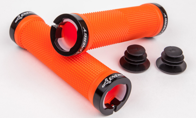 Грипсы Energy Bike Design GR200, оранжевые с чёрными кольцами Orange/Black