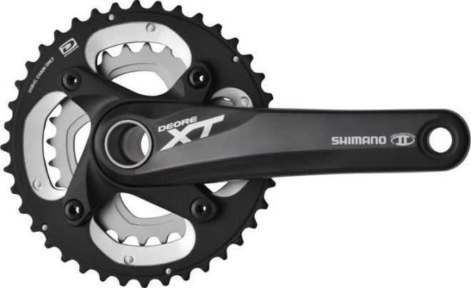 Система с интегрированным валом Shimano Deore XT FC-M785, длина шатунов 175 мм, набор звёзд 40-28T, чёрно-серебристая