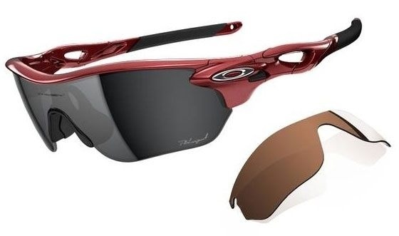 Очки спортивные Oakley Radarlock Edge Grey Polarized VR28 Black Iridium, красно-чёрные