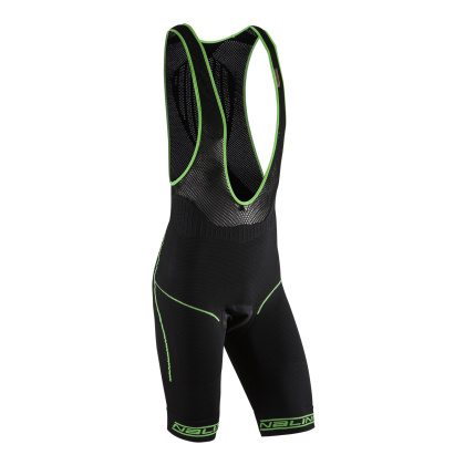 Велотрусы с лямками Nalini San Zeno Bib Short, чёрные с зелёными элементами