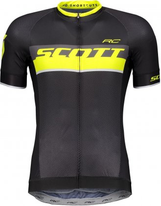 Веломайка с коротким рукавом Scott RC Pro S/SL Shirt, чёрно-жёлтая Black/Sulphur Yellow