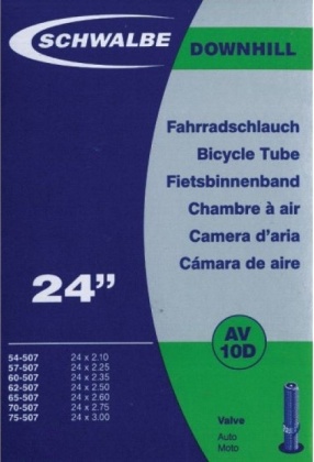Камера Schwalbe AV 10D 24x2.1/3.0, Downhill, ниппель 40 мм Schrader (Auto)