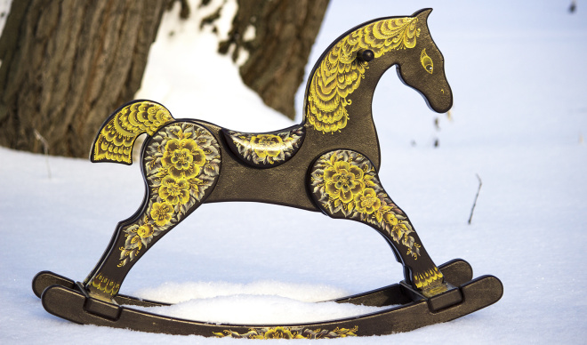 Лошадка-качалка Лана Хохлома, жёлтый шоколад