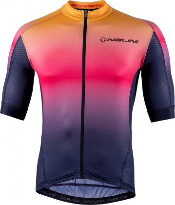 Джерси с коротким рукавом Nalini Bas Speed Jersey, синее с элементами оранжевого и цвета мадженты 4100