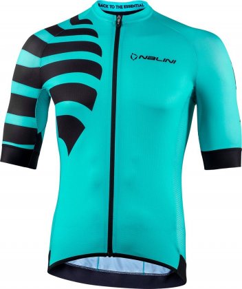 Джерси с коротким рукавом Nalini Bas Stripes Jersey, бирюзовое с чёрными элементами 4251