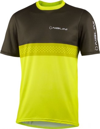 Веломайка с короткими рукавами Nalini MTB Shirt, хаки-лаймовая 4450