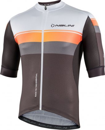 Веломайка с короткими рукавами Nalini New Speed Jersey, чёрно-серо-оранжево-белая 4010