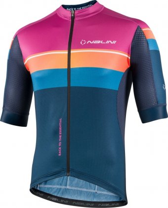 Веломайка с короткими рукавами Nalini New Speed Jersey, сине-оранжевая маджента 4250