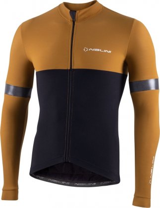 Веломайка с длинными рукавами Nalini New Warm Reflex Jersey, чёрно-оранжевая 4800
