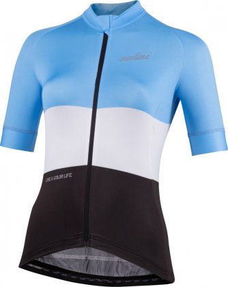 Веломайка женская с короткими рукавами Nalini San Francisco Lady Jersey, сине-бело-чёрная 4020