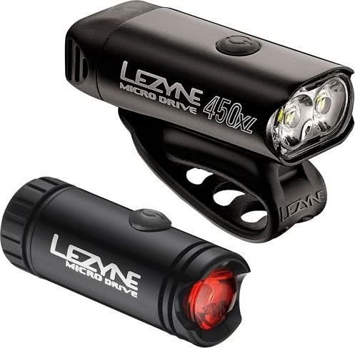 Комплект передней фары и заднего фонаря Lezyne Micro Drive Pair, чёрный Black