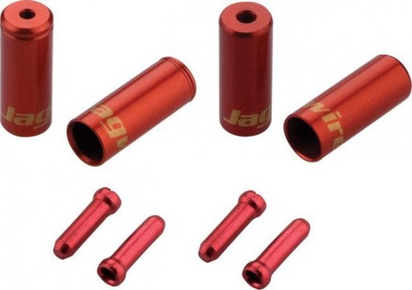 Комплект наконечников для рубашки переключения передач Jagwire Solid Color Universal Pro End Cap Packs, красный Red