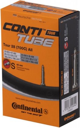 Камера Continental Tube Tour 28 All (700C), 27x 1.1/4 - 28x1.75-2, 700x32C-47C, 700x28B-42B, ниппель Presta 42 мм