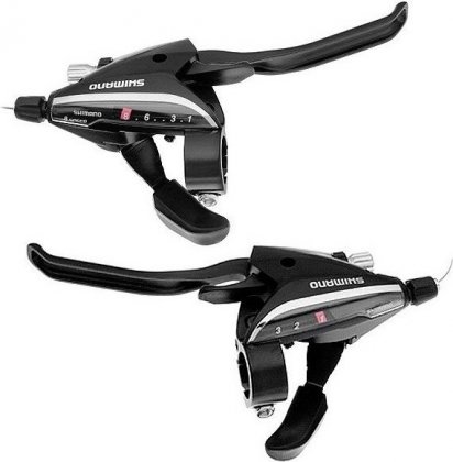 Комплект манеток с тормозными ручками Shimano ST-EF65, 3x8 скоростей, с тросом и оплёткой, чёрный Black