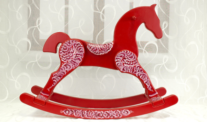 Лошадка-качалка Лана Морозные узоры, красная