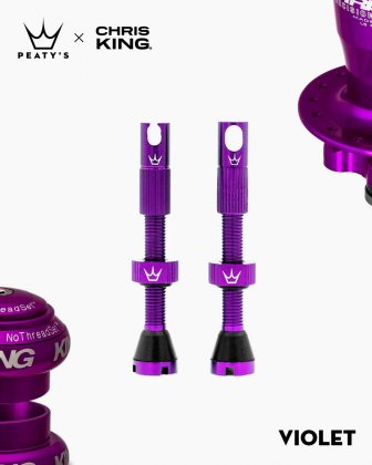 Ниппели для бескамерных ободов Peaty's x Chris King MK2 Tubeless Valves, длина 42 мм, фиолетовые Violet