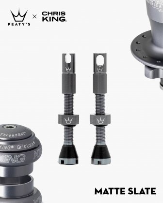 Ниппели для бескамерных ободов Peaty's x Chris King MK2 Tubeless Valves, длина 42 мм, тёмно-серые Matte Slate