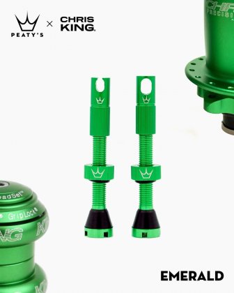 Ниппели для бескамерных ободов Peaty's x Chris King MK2 Tubeless Valves, длина 42 мм, зелёные Emerald