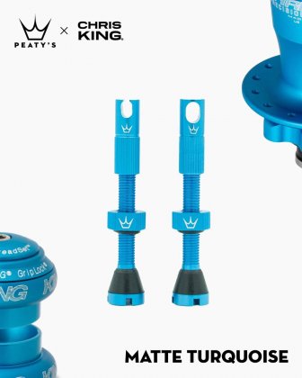 Ниппели для бескамерных ободов Peaty's x Chris King MK2 Tubeless Valves, длина 42 мм, бирюзовые Matte Turquoise