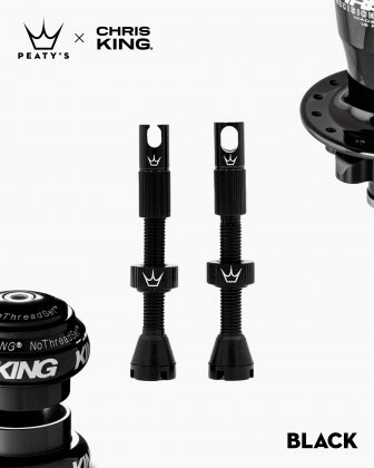 Ниппели для бескамерных ободов Peaty's x Chris King MK2 Tubeless Valves, длина 60 мм, чёрные Black