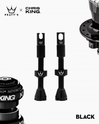 Ниппели для бескамерных ободов Peaty's x Chris King MK2 Tubeless Valves, длина 42 мм, чёрные Black