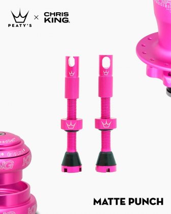 Ниппели для бескамерных ободов Peaty's x Chris King MK2 Tubeless Valves, длина 42 мм, ярко-розовые Matte Punch