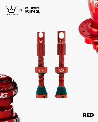 Ниппели для бескамерных ободов Peaty's x Chris King MK2 Tubeless Valves, длина 60 мм, красные Red