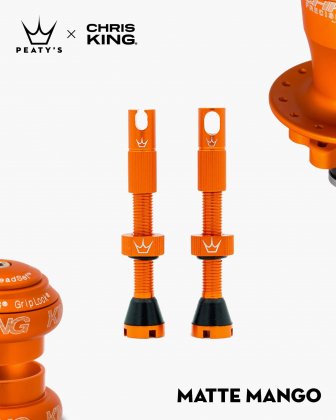 Ниппели для бескамерных ободов Peaty's x Chris King MK2 Tubeless Valves, длина 60 мм, оранжевые Matte Mango