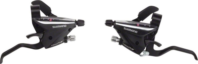 Комплект манеток с тормозными ручками Shimano ST-EF65, 3x7 скоростей, с тросом и оплёткой, чёрный Black
