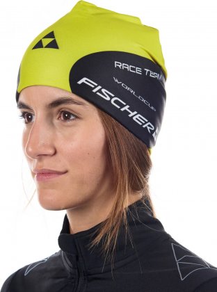 Шапка Fischer Elastic Beanie Warm - Nation, чёрно-жёлтая Black/Neon Yellow