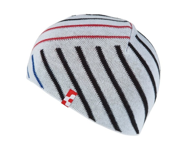 Шапка Cube Beanie, белая с чёрными полосами