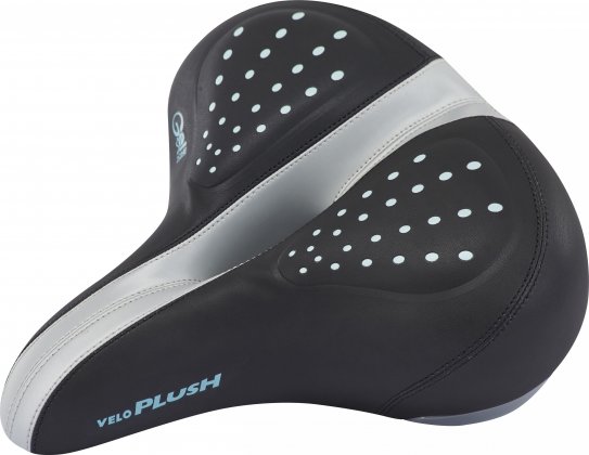 Седло женское Velo Plush D2 Saddle Gel Zone, чёрно-серебристое Black/Silver