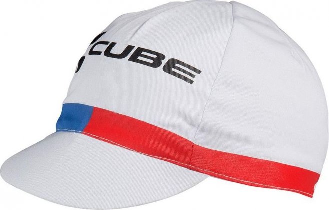 Кепка велосипедная Cube Race Cap, белая Team Line