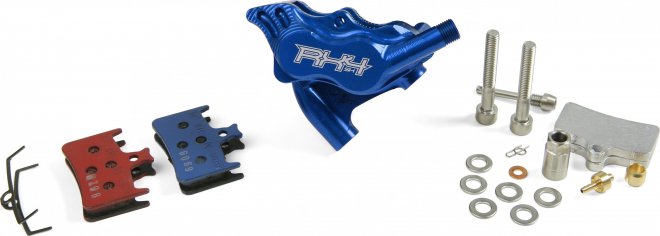 Калипер гидравлического тормоза Hope RX4 Caliper Complete Rear Flat Mount 160 Shimano, синий Blue