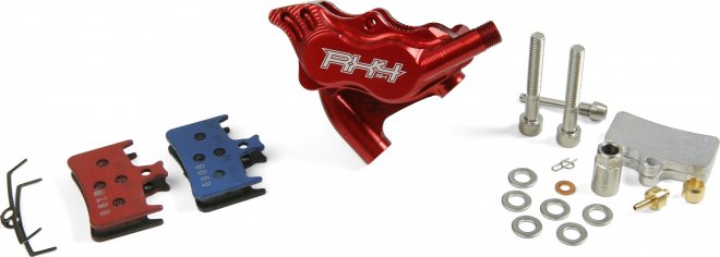 Калипер гидравлического тормоза Hope RX4 Caliper Complete Rear Flat Mount 160 Shimano, красный Red