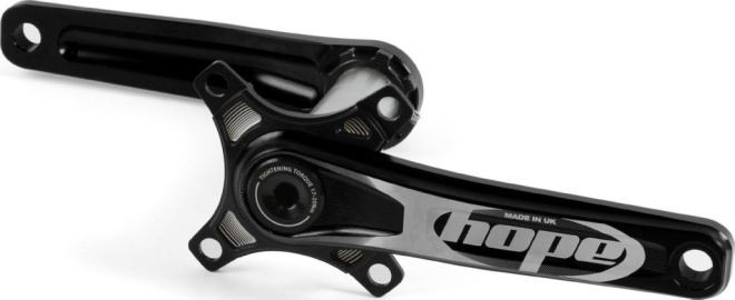 Система с интегрированным валом без звёзд Hope Crankset Double Spider, длина шатунов 175 мм, чёрная Black